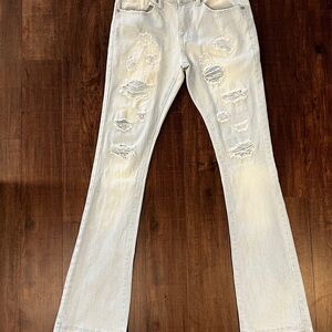 Bleecker & Mercer Stacked Flare Men’s Jeans Size 29x36 Rockstar Wash Distressed